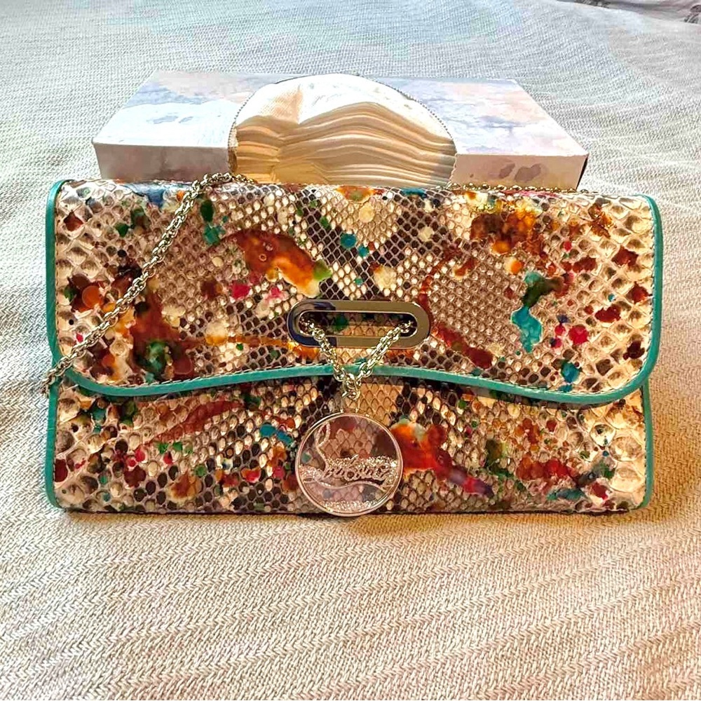 Christian Louboutin clutch bag Carnaval Python With Swarovski Lock